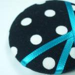 Pendant - Blue Polka - Extra Large Button Necklace
