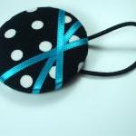 Pendant - Blue Polka - Extra Large Button Necklace