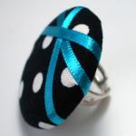 Cocktail Ring - Blue Polka - Extra Large Button