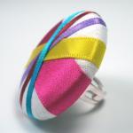 Cocktail Ring - Candy Stripes - Extra Large Button