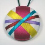 Necklace - Candy Stripes - Large Button Pendant
