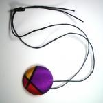 Necklace - Candy Stripes - Large Button Pendant