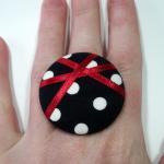 Cocktail Ring - Red Polka - Extra Large Button