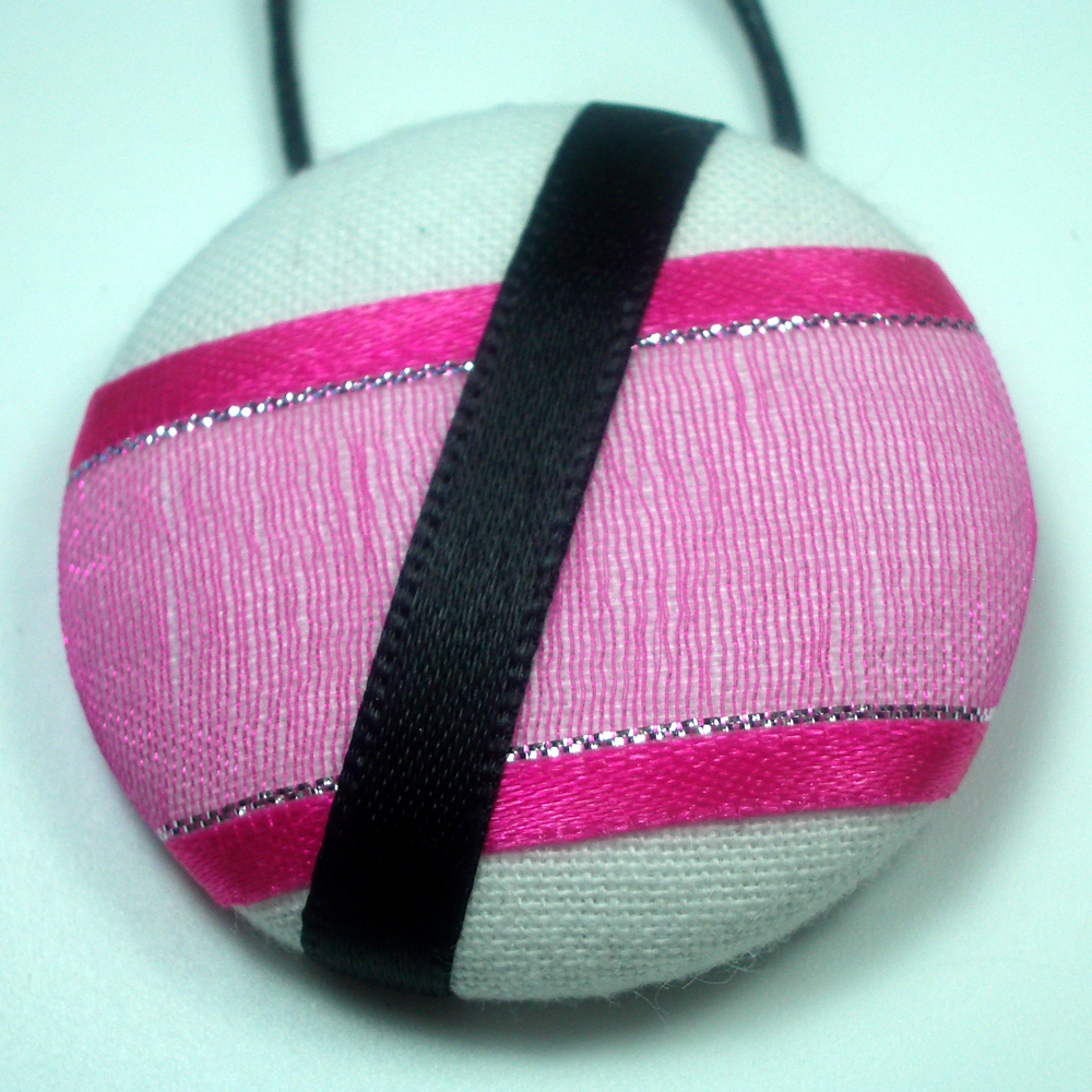 Necklace - Pink Flash - Extra Large Button Pendant